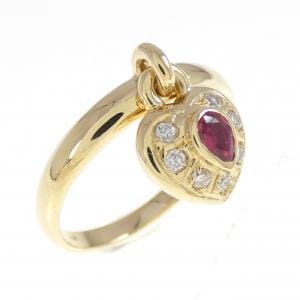 750YG ハート ルビー リング 0.16CT