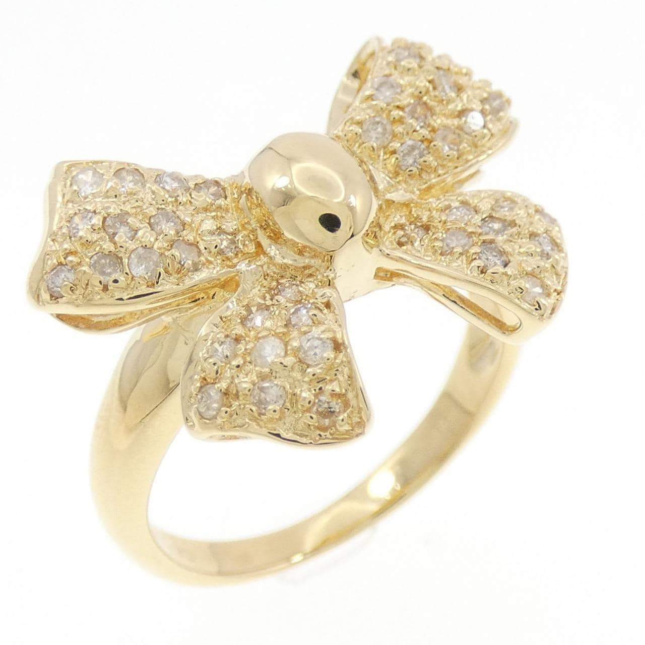 K18YG リボン ダイヤモンド リング 0.33CT