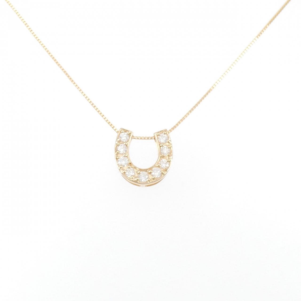 K18PG Horseshoe Diamond Necklace 0.30CT