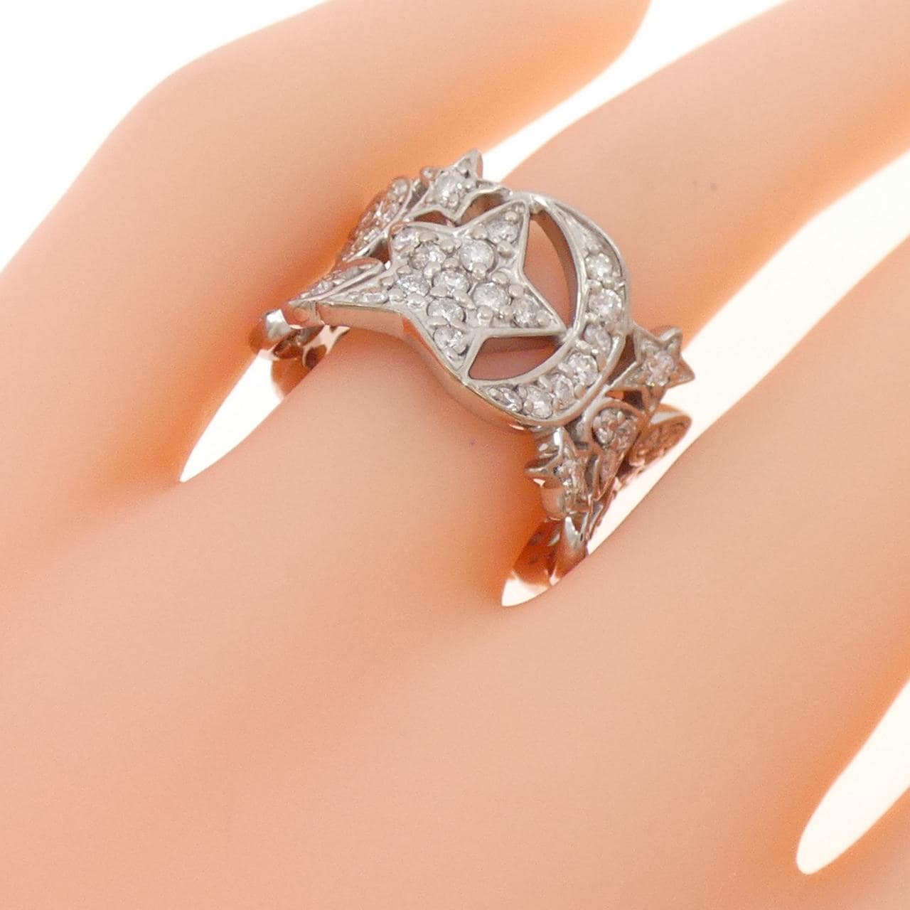 K18WG スター×ムーン×ハート ダイヤモンド リング 1.00CT