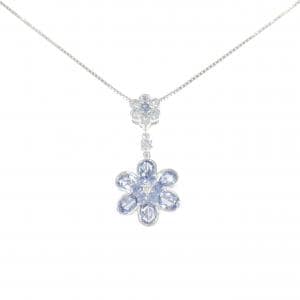 K18WG フラワー サファイヤ ネックレス 1.20CT