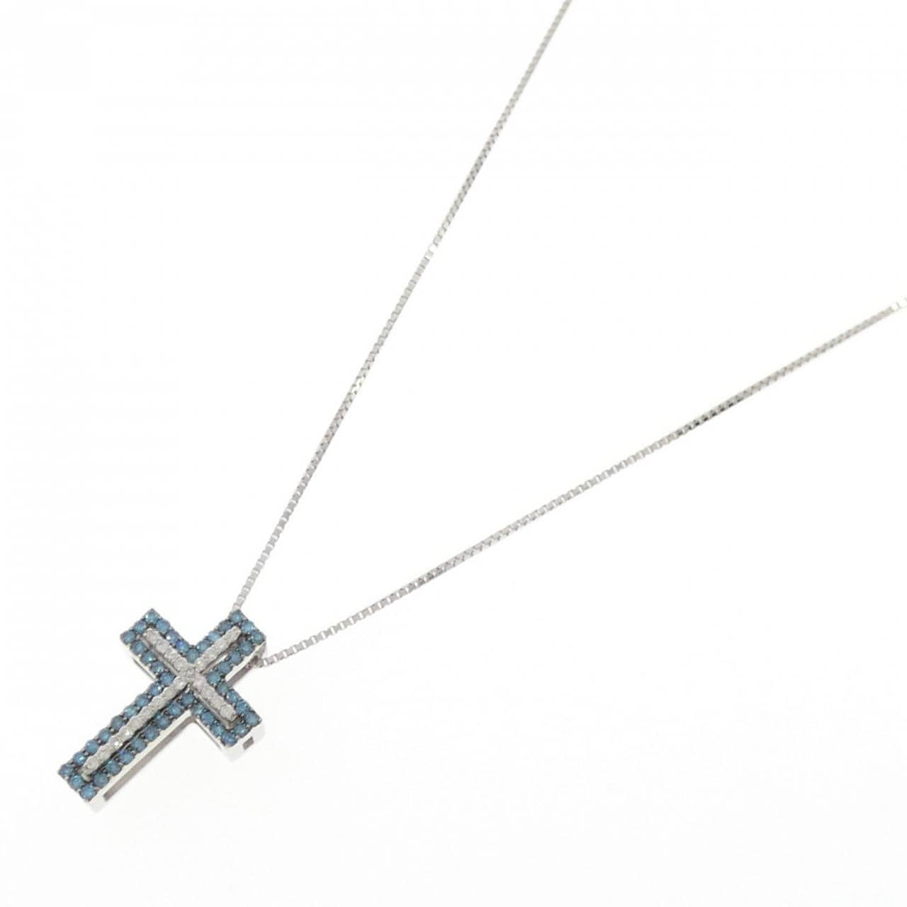 K18WG/K18BG 2WAY クロス ダイヤモンド ネックレス 0.50CT