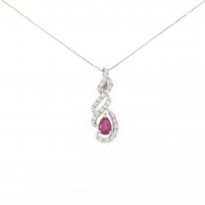 PT900/PT850 ルビー ネックレス 0.48CT