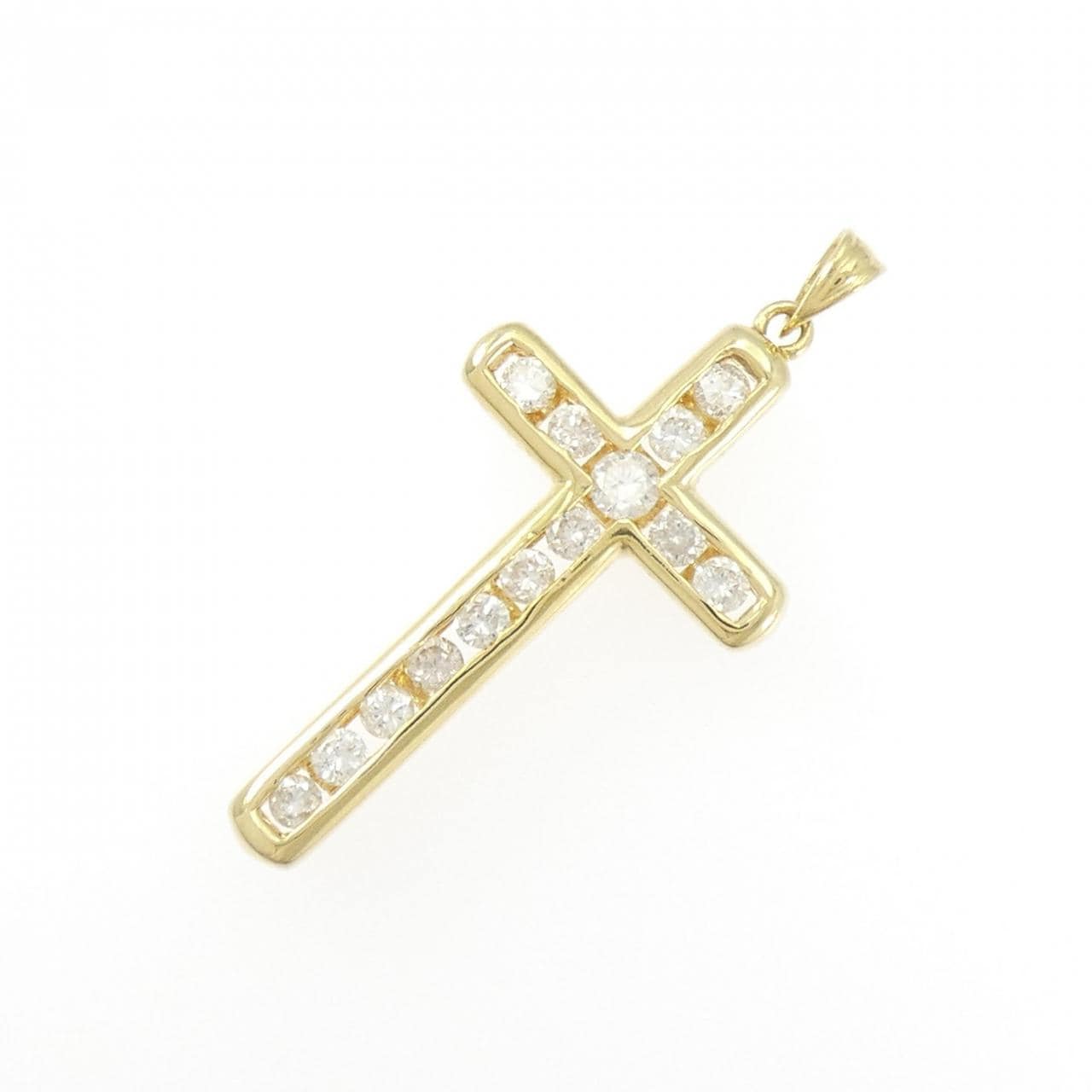 K18YG クロス ダイヤモンド ペンダント 1.07CT