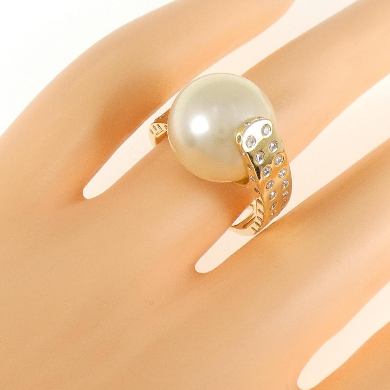 K18YG 白蝶パール リング 13.4mm