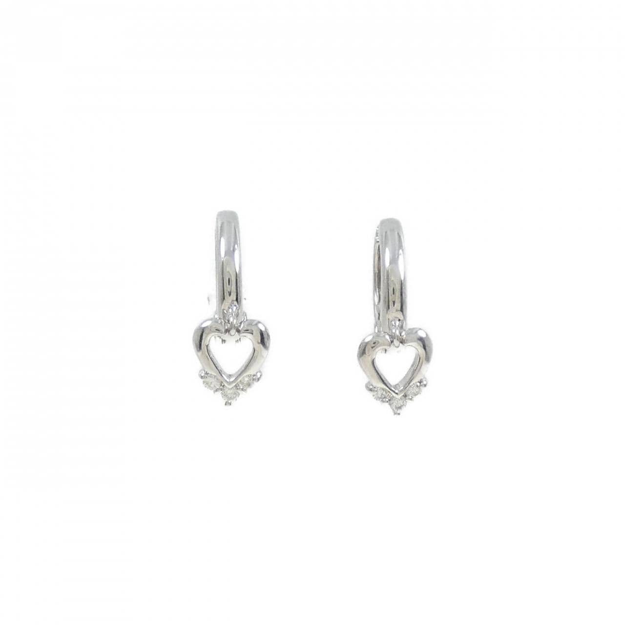 K18WG Heart Diamond Earrings 0.08CT