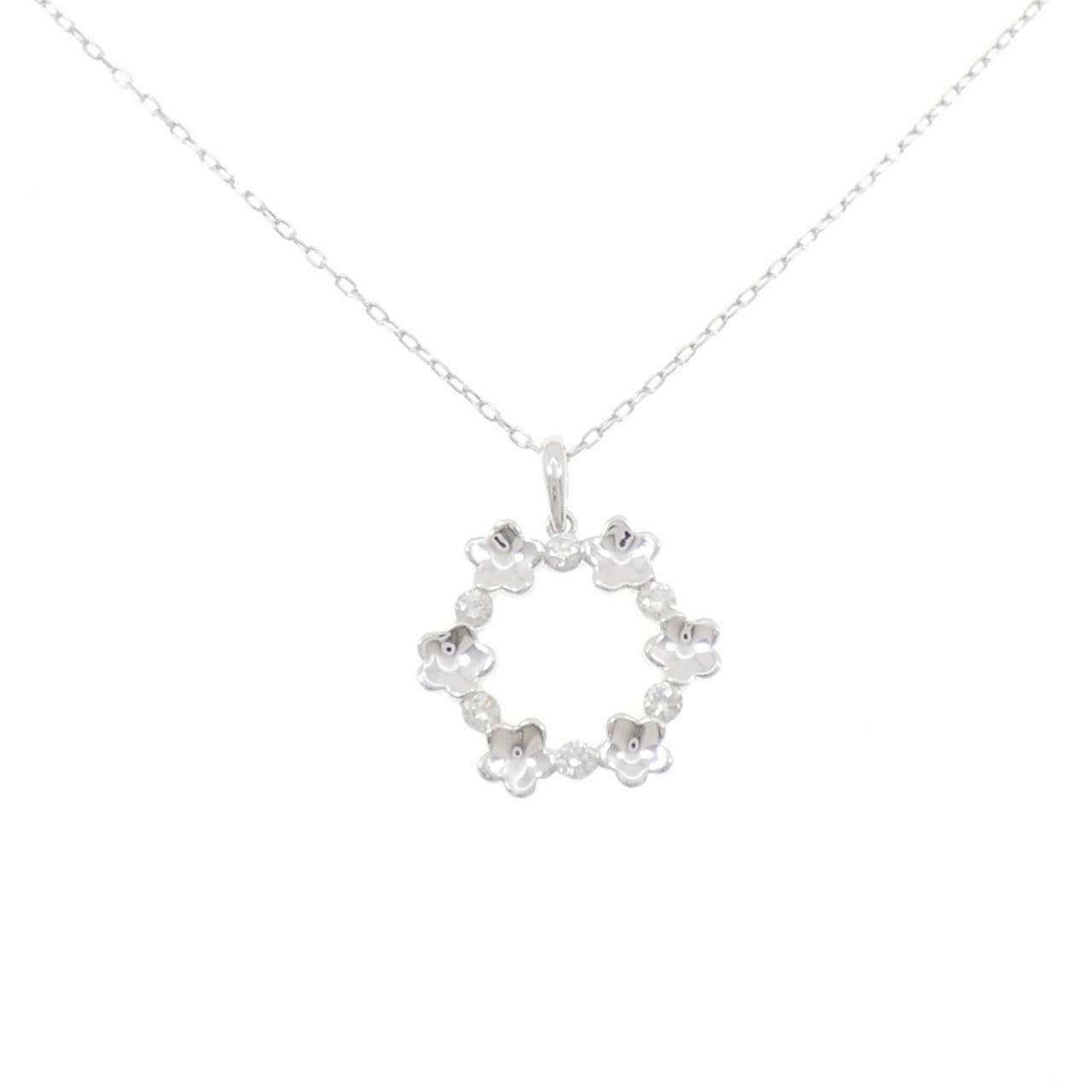 K18WG flower Diamond necklace 0.25CT