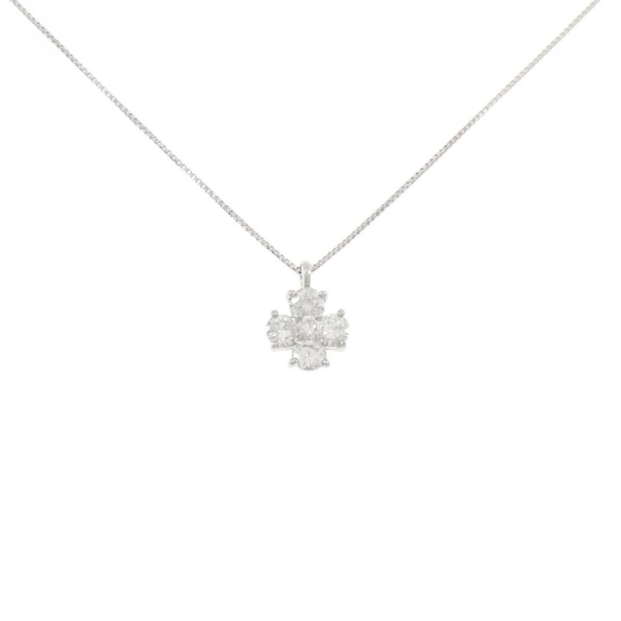 PT900/PT850 フラワー ダイヤモンド ネックレス 0.50CT