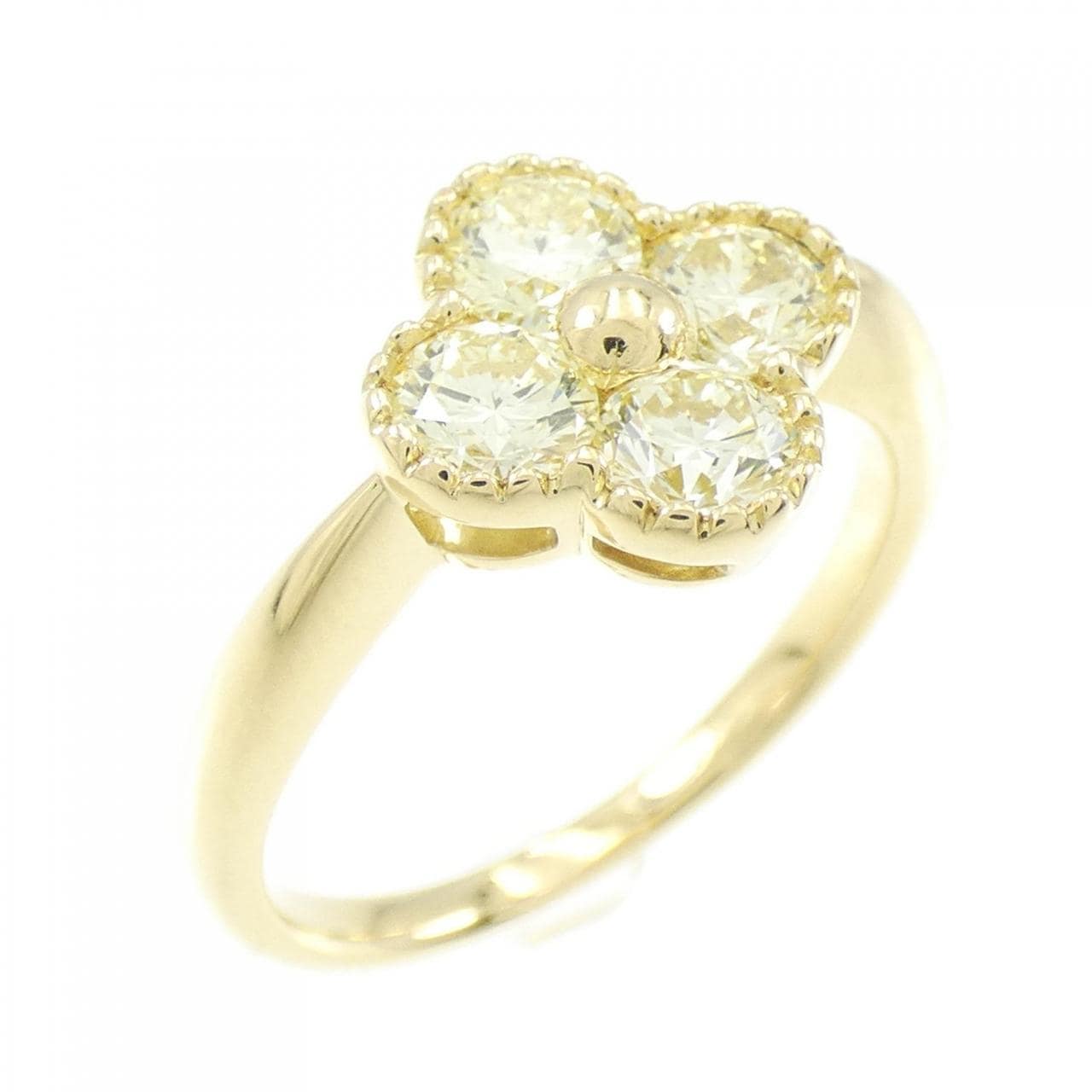 K18YG フラワー ダイヤモンド リング 1.041CT