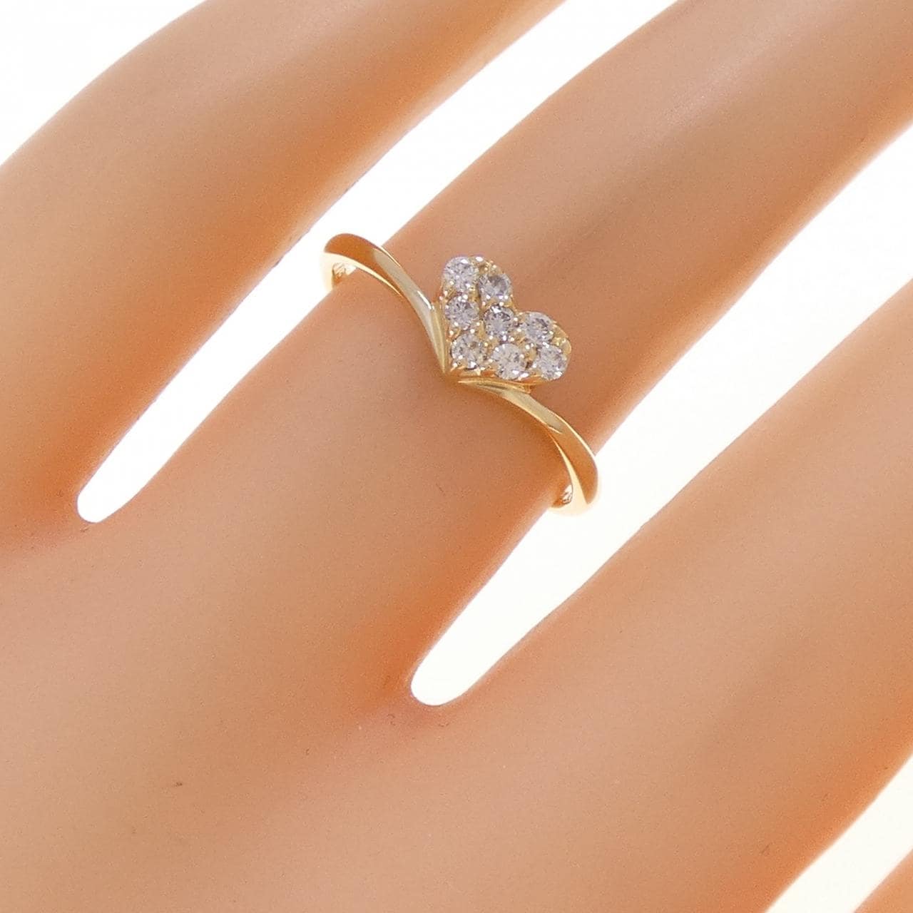 K18YG ハート ダイヤモンド リング 0.13CT