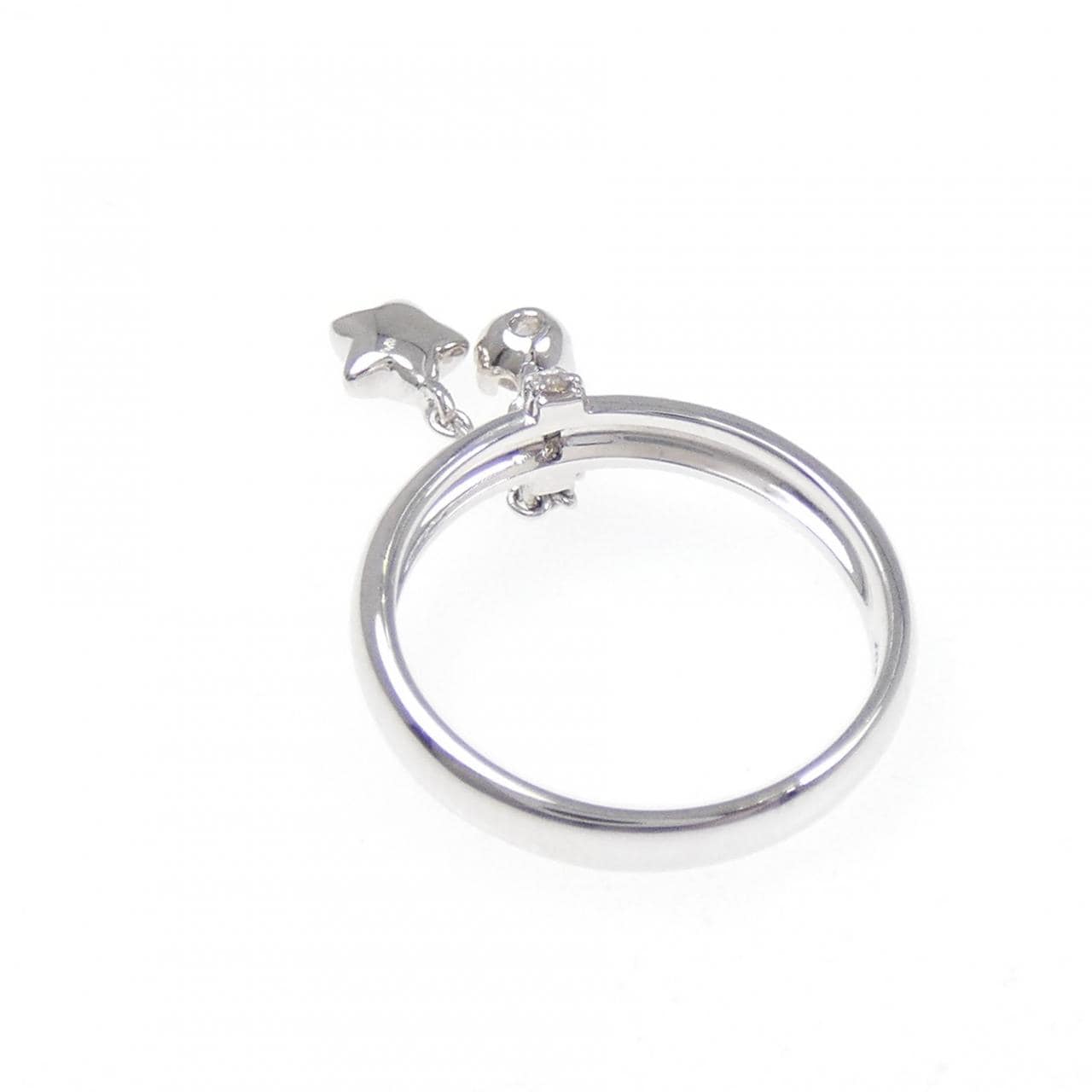 K18WG スター ダイヤモンド ピンキー リング 0.08CT