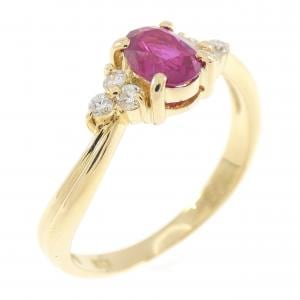K18YG ルビー リング 0.423CT