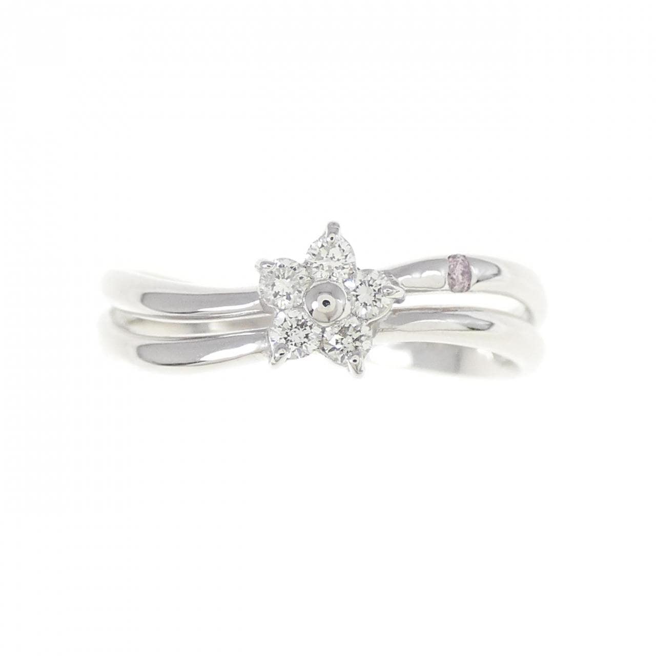 K18WG花朵钻石戒指0.12CT