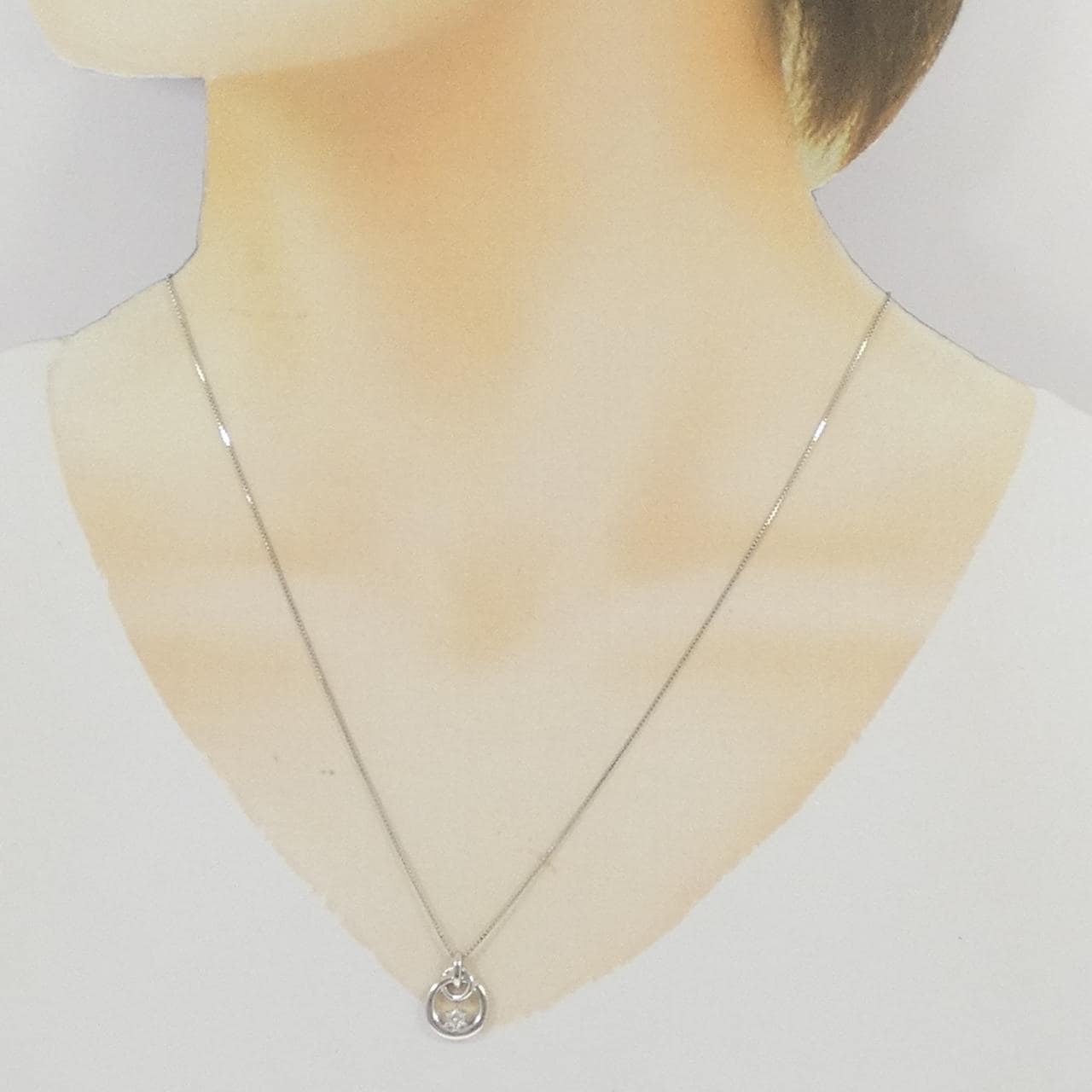 K18WG ダイヤモンド ネックレス 0.10CT