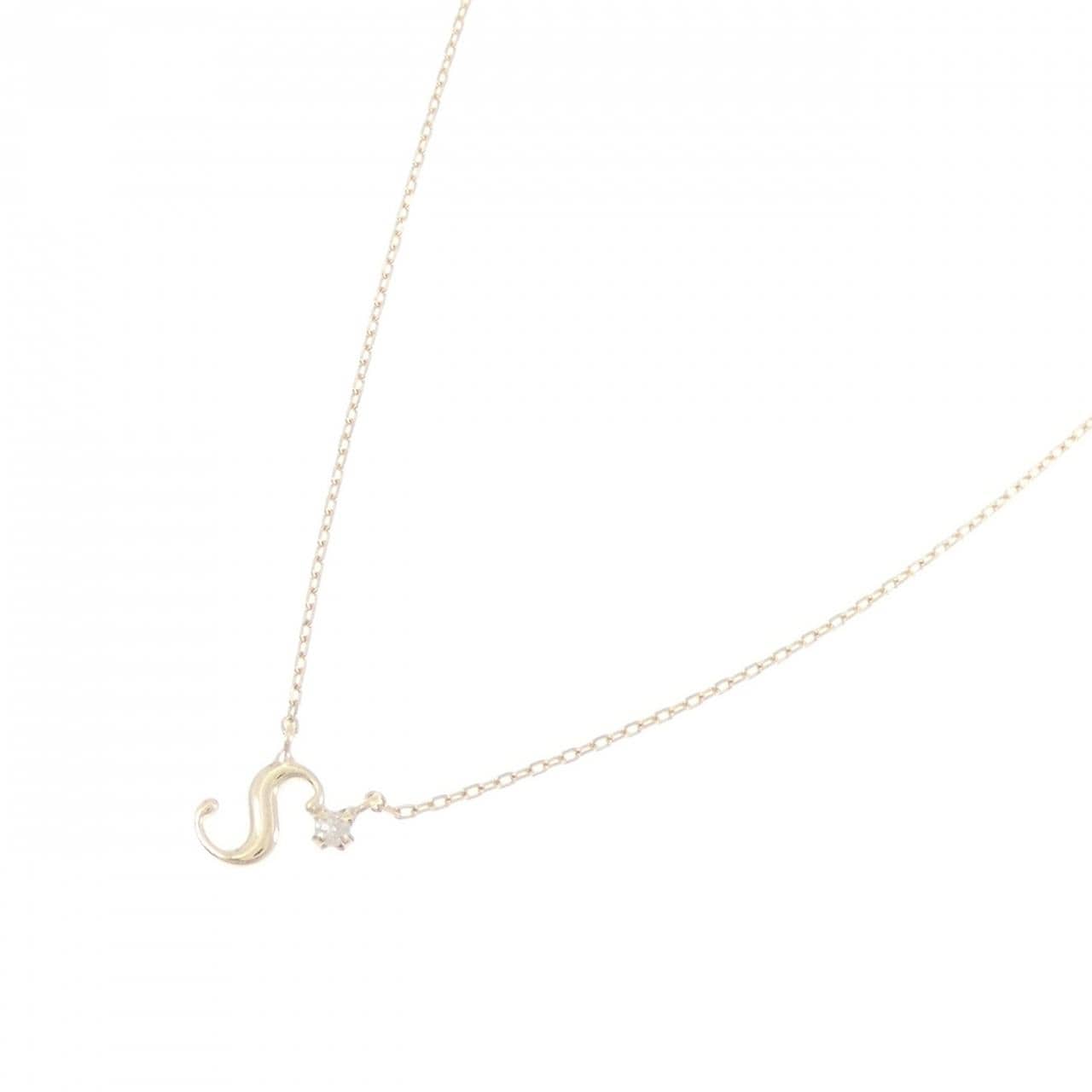 K10YG イニシャルS ダイヤモンド ネックレス 0.01CT