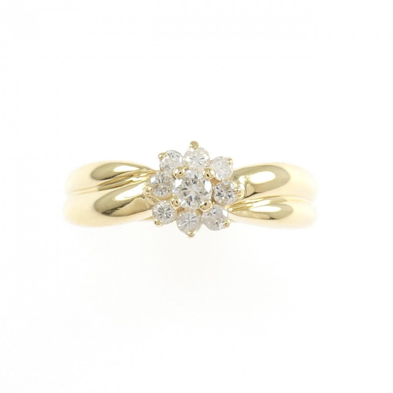K18YG フラワー ダイヤモンド リング 0.22CT