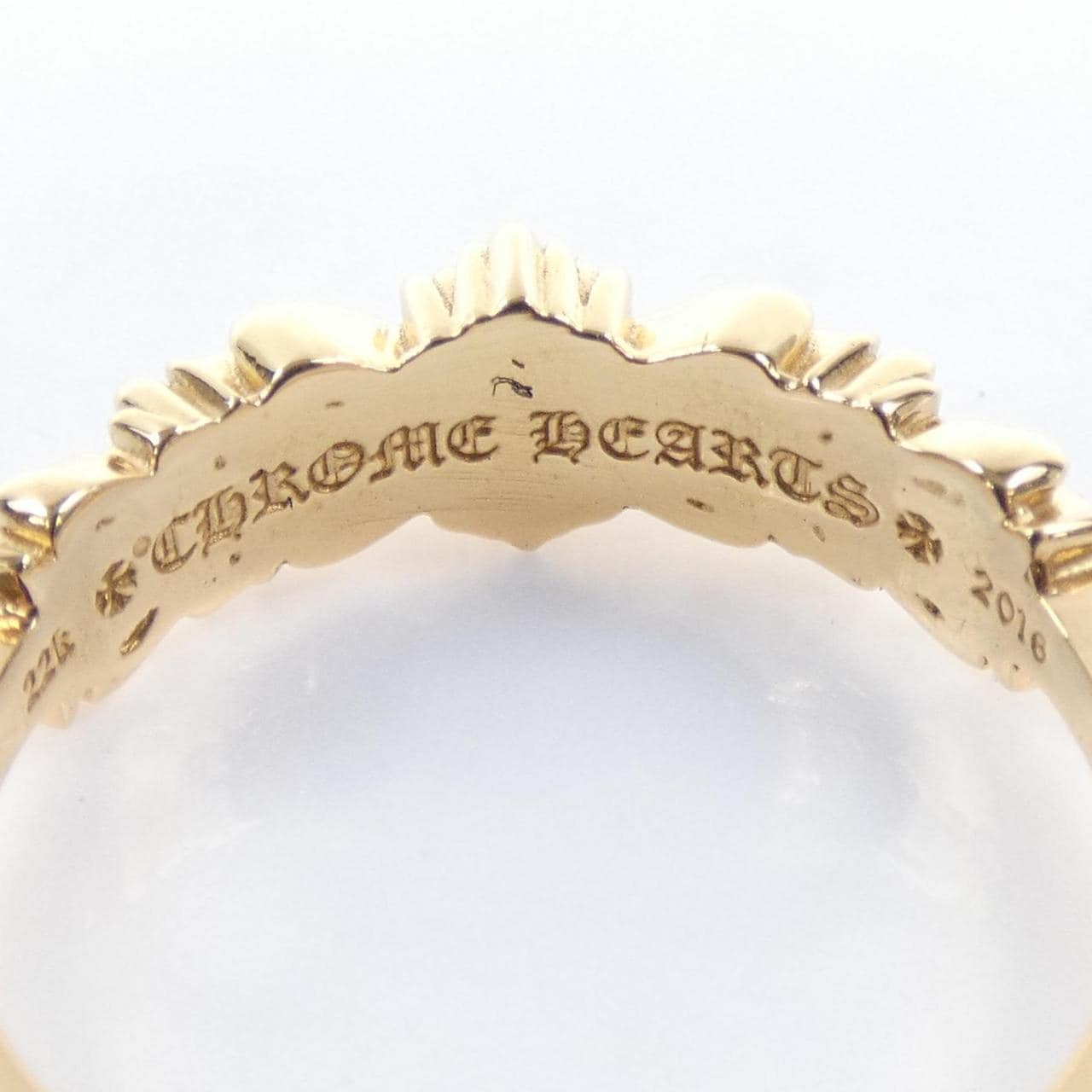 クロムハーツ CHROME HEARTS BABY CLSC DBL FLRL CRS OPEN GLD DMND 207159922GLDXXX002 RING