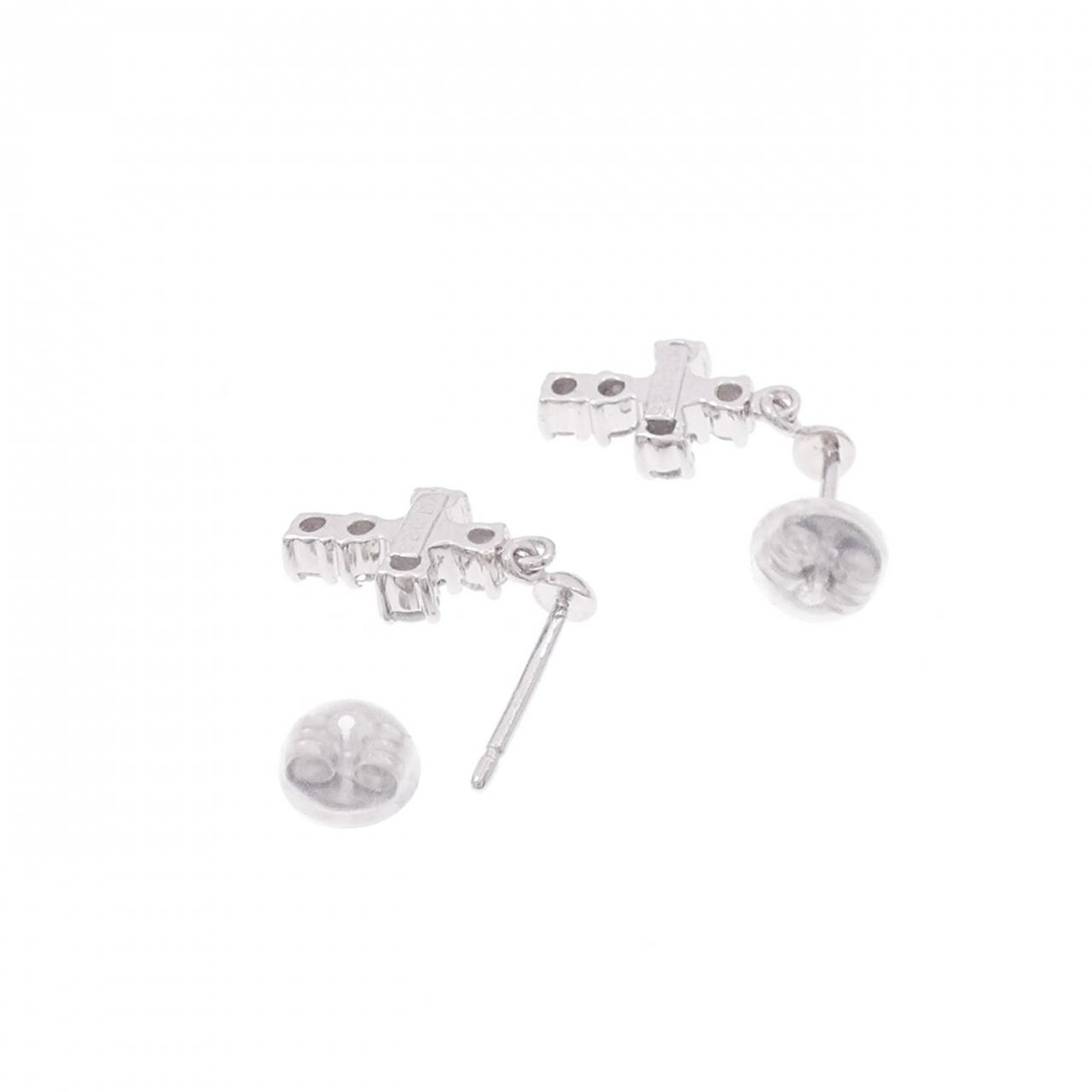 K18WG クロス ダイヤモンド ピアス 0.50CT