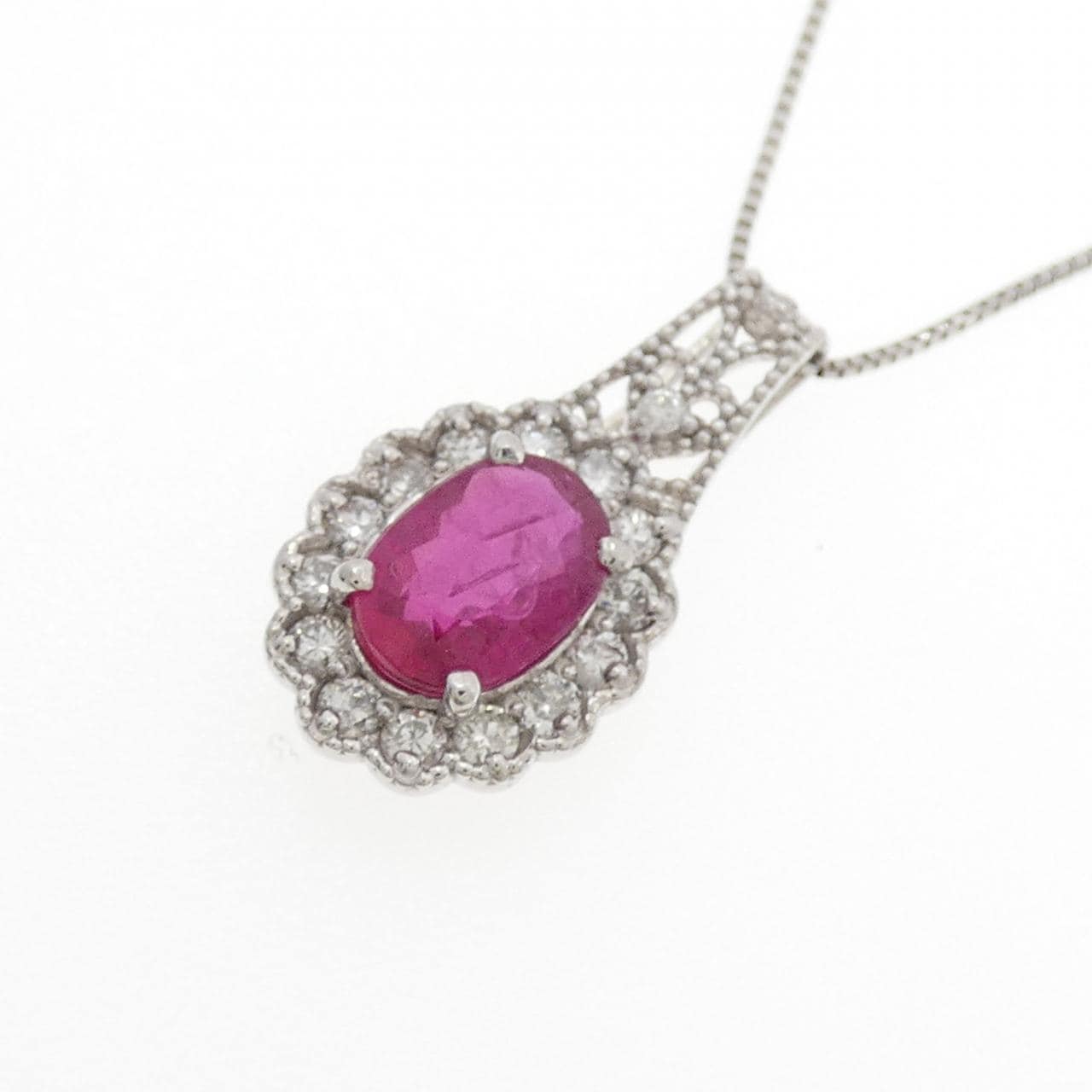 PT900/PT850 ルビー ネックレス 1.10CT