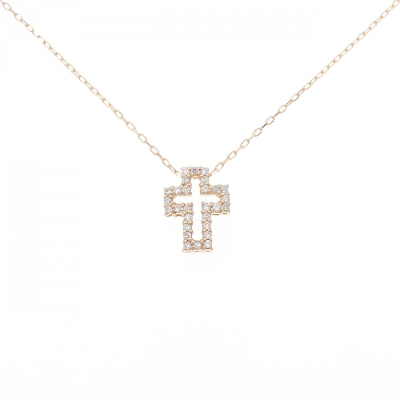 K18PG クロス ダイヤモンド ネックレス 0.20CT