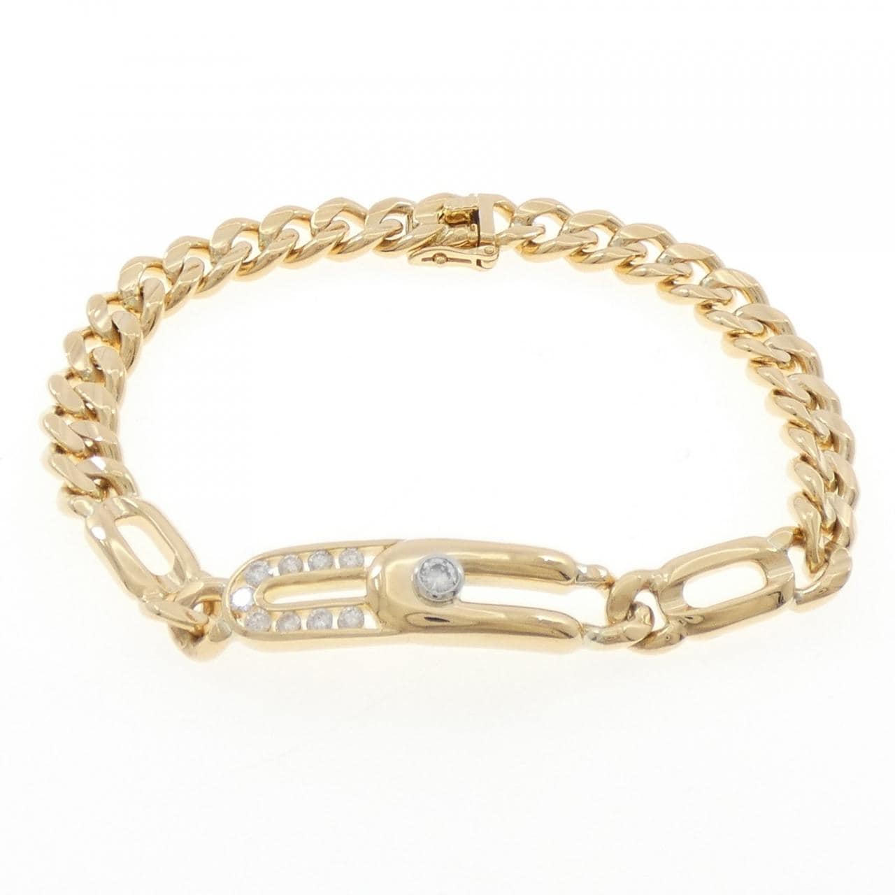 K18YG/PT850 ダイヤモンド ブレスレット 0.09CT