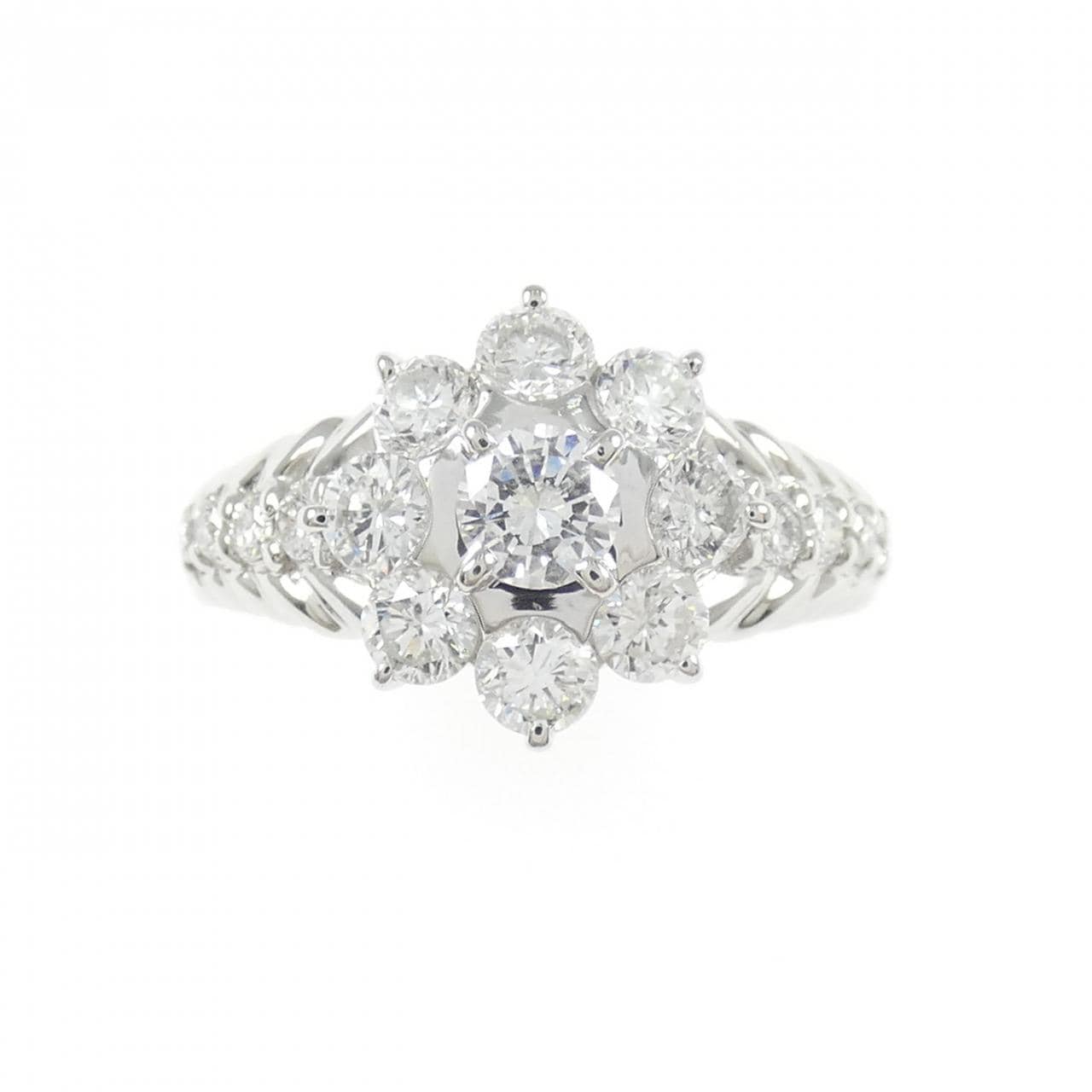 PT900花朵钻石戒指1.00 克拉