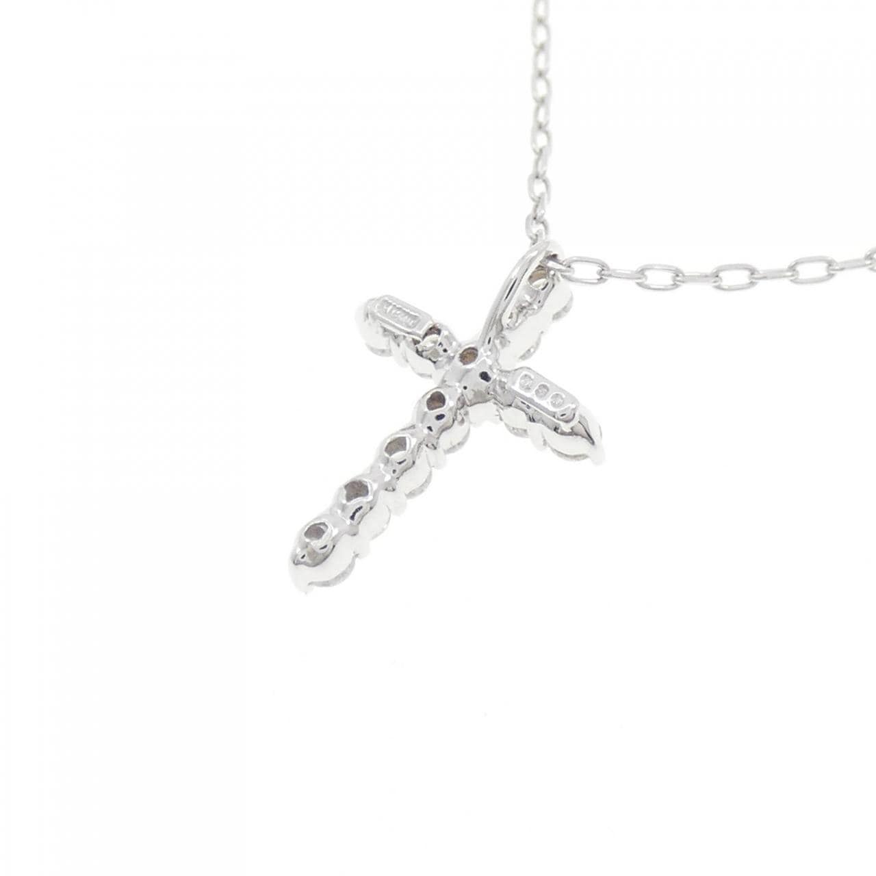 K18WG クロス ダイヤモンド ネックレス 0.30CT