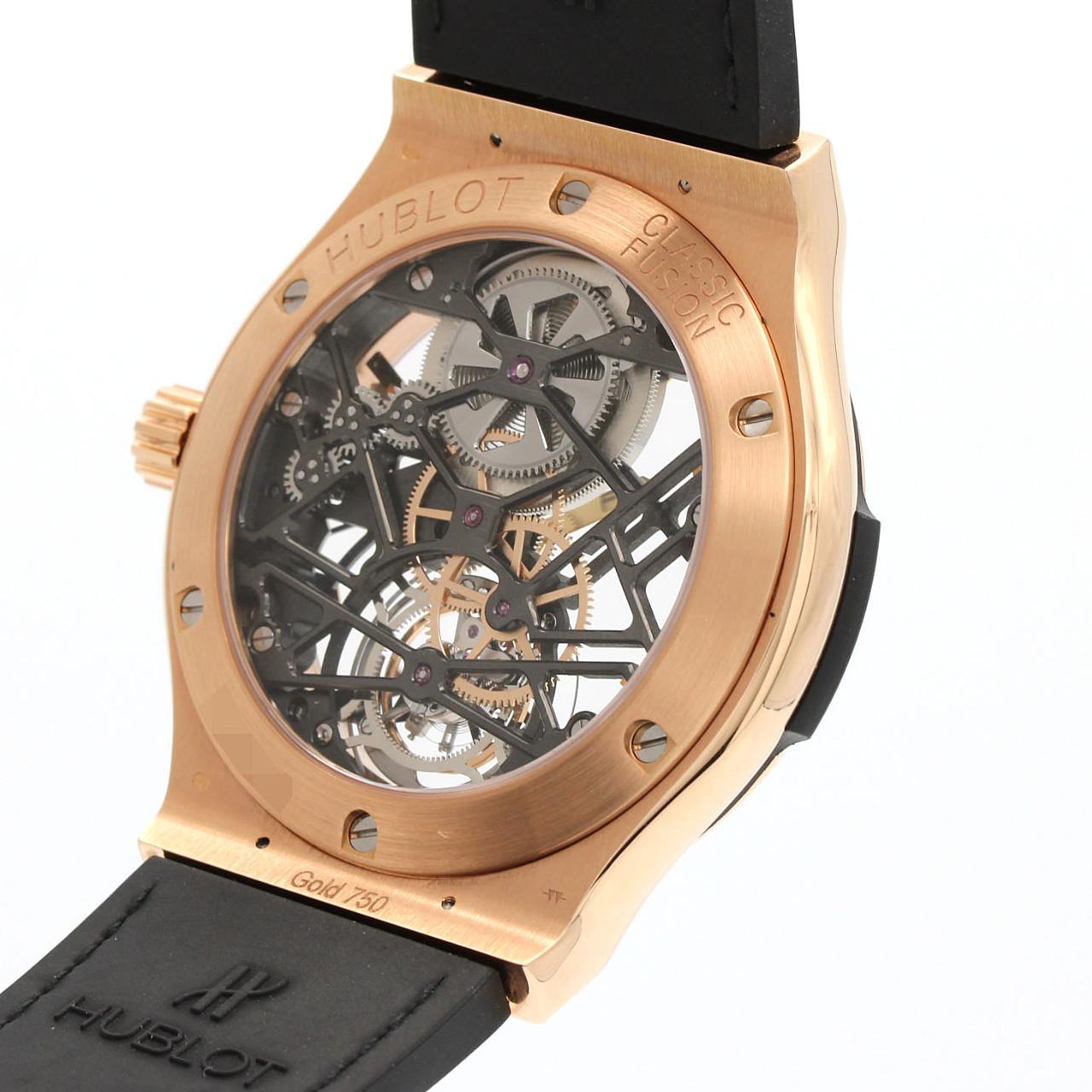 【ノーメンテナンス還元価格】ウブロ クラシックフュージョンスケルトントゥールビヨンダイヤモンド PG 505.OX.0180.LR.0904 PG･RG 手巻