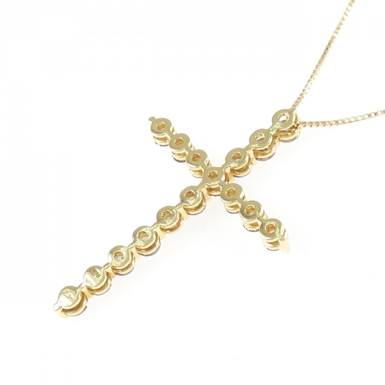 K18YG クロス ダイヤモンド ネックレス 2.30CT