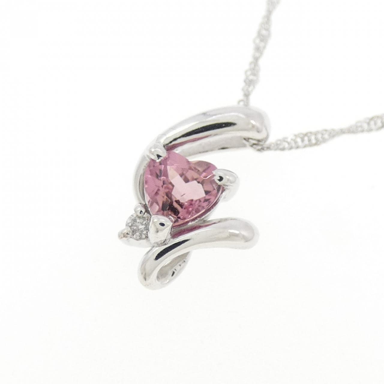 K18WG ハート トルマリン ネックレス