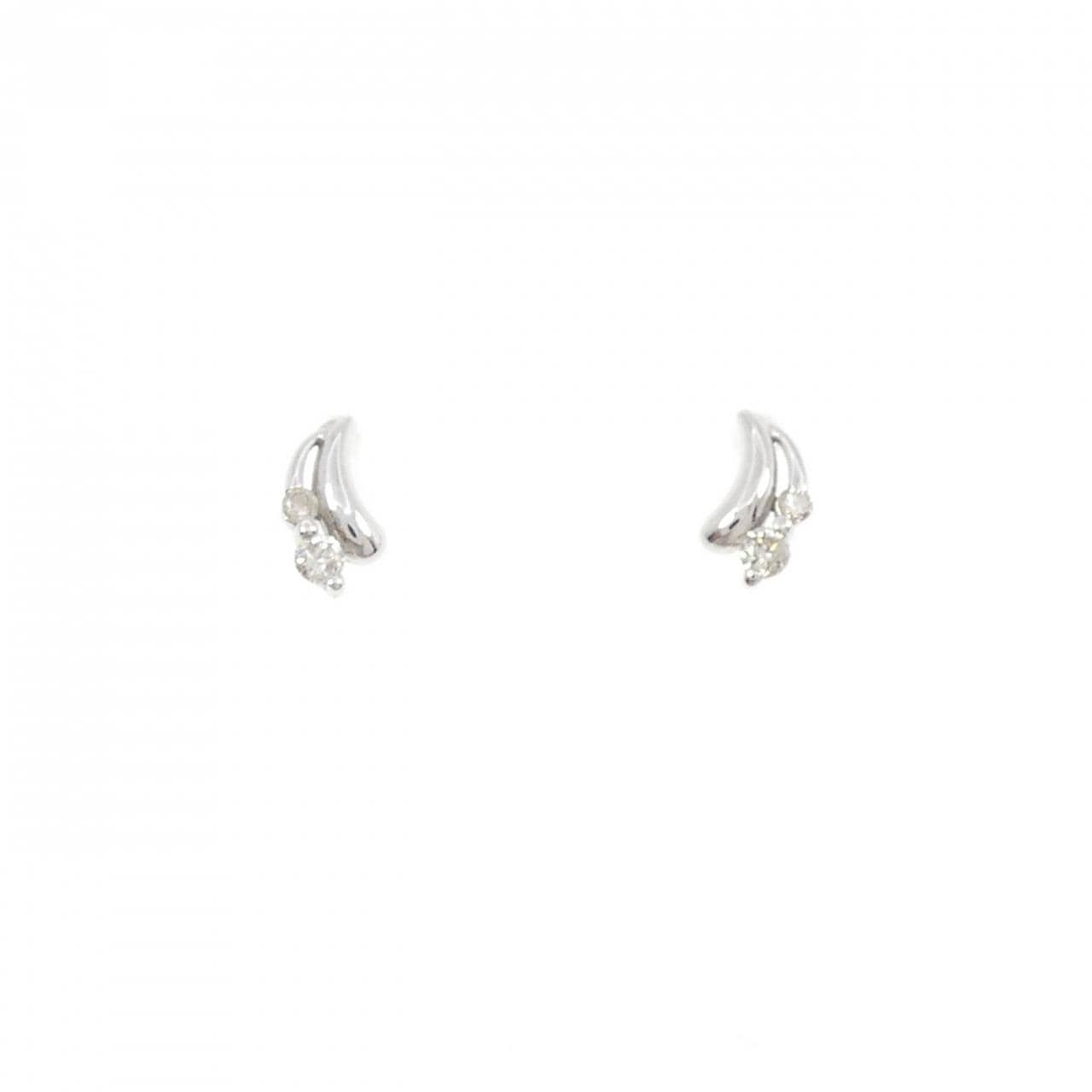 K14WG ムーン ダイヤモンド ピアス 0.06CT