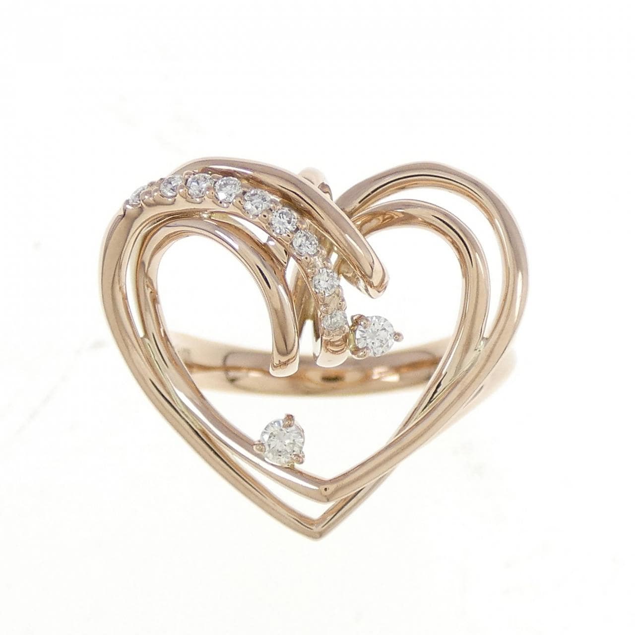 K18PG ハート ダイヤモンド リング 0.12CT