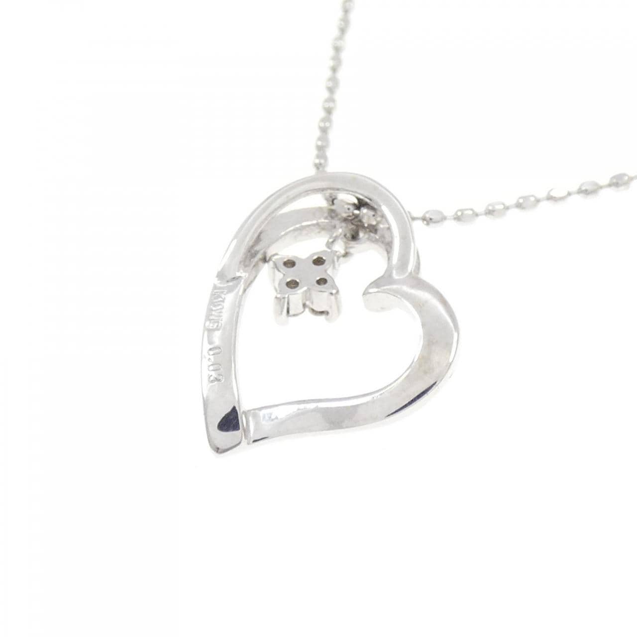 K10WG ハート ダイヤモンド ネックレス 0.03CT