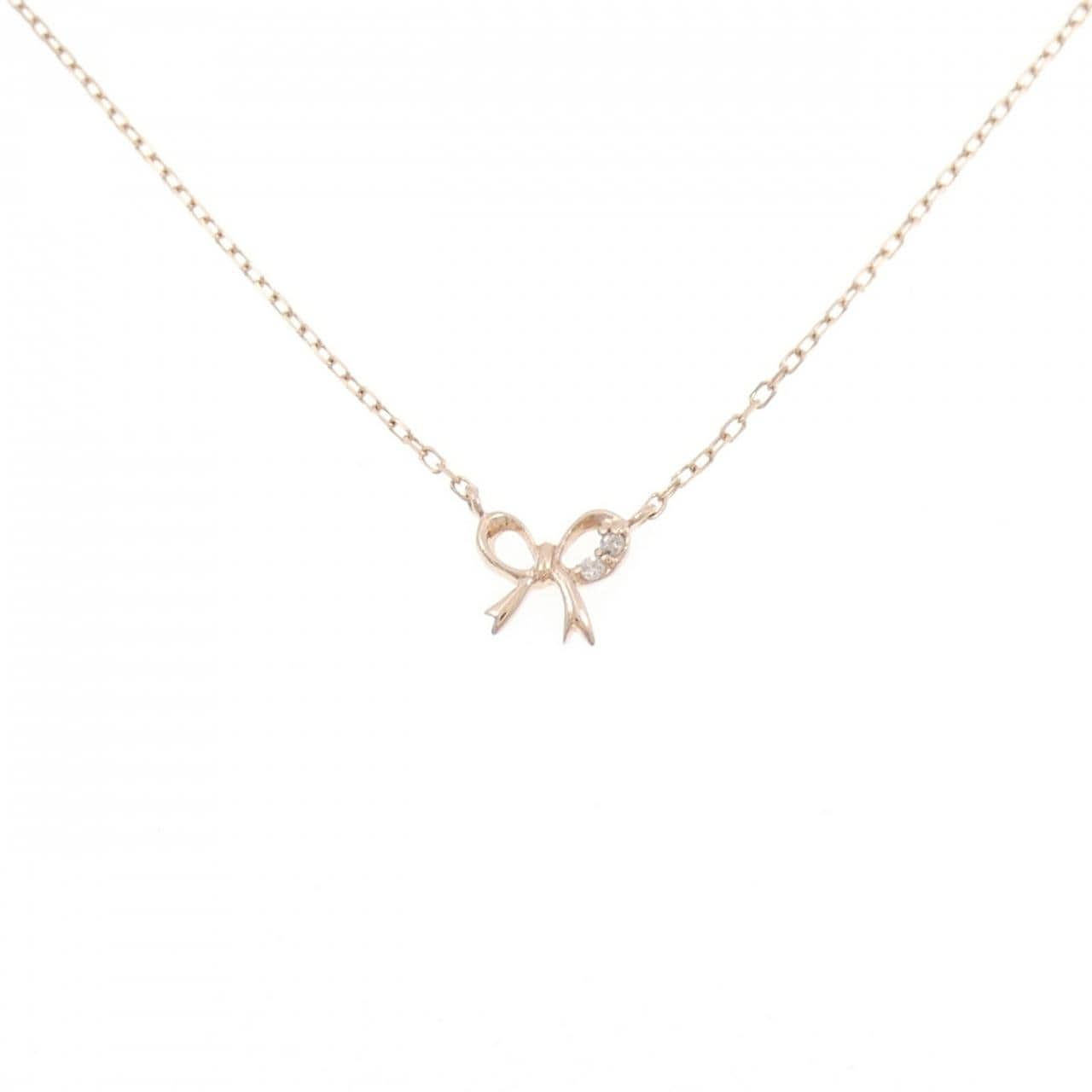 K10PG リボン ダイヤモンド ネックレス