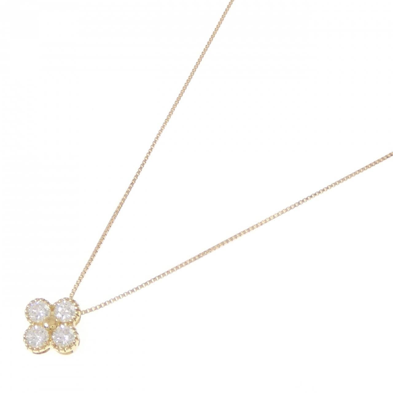 【新品】K18YG フラワー ダイヤモンド ネックレス 0.302CT
