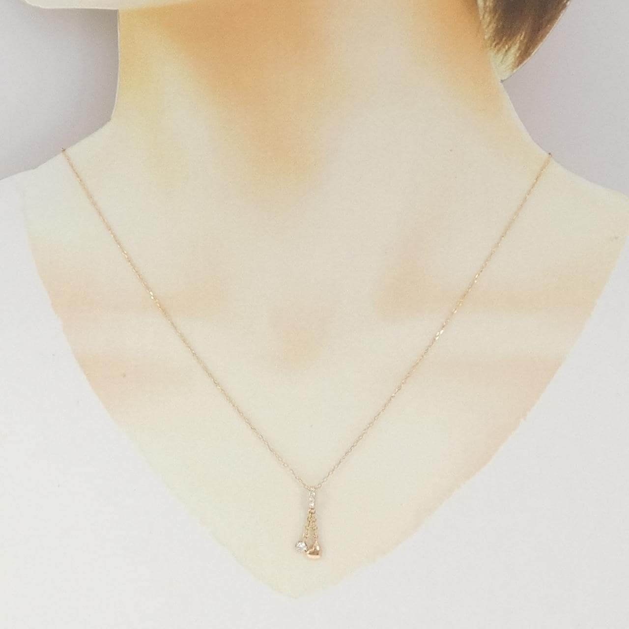 K18PG ハート ダイヤモンド ネックレス 0.12CT