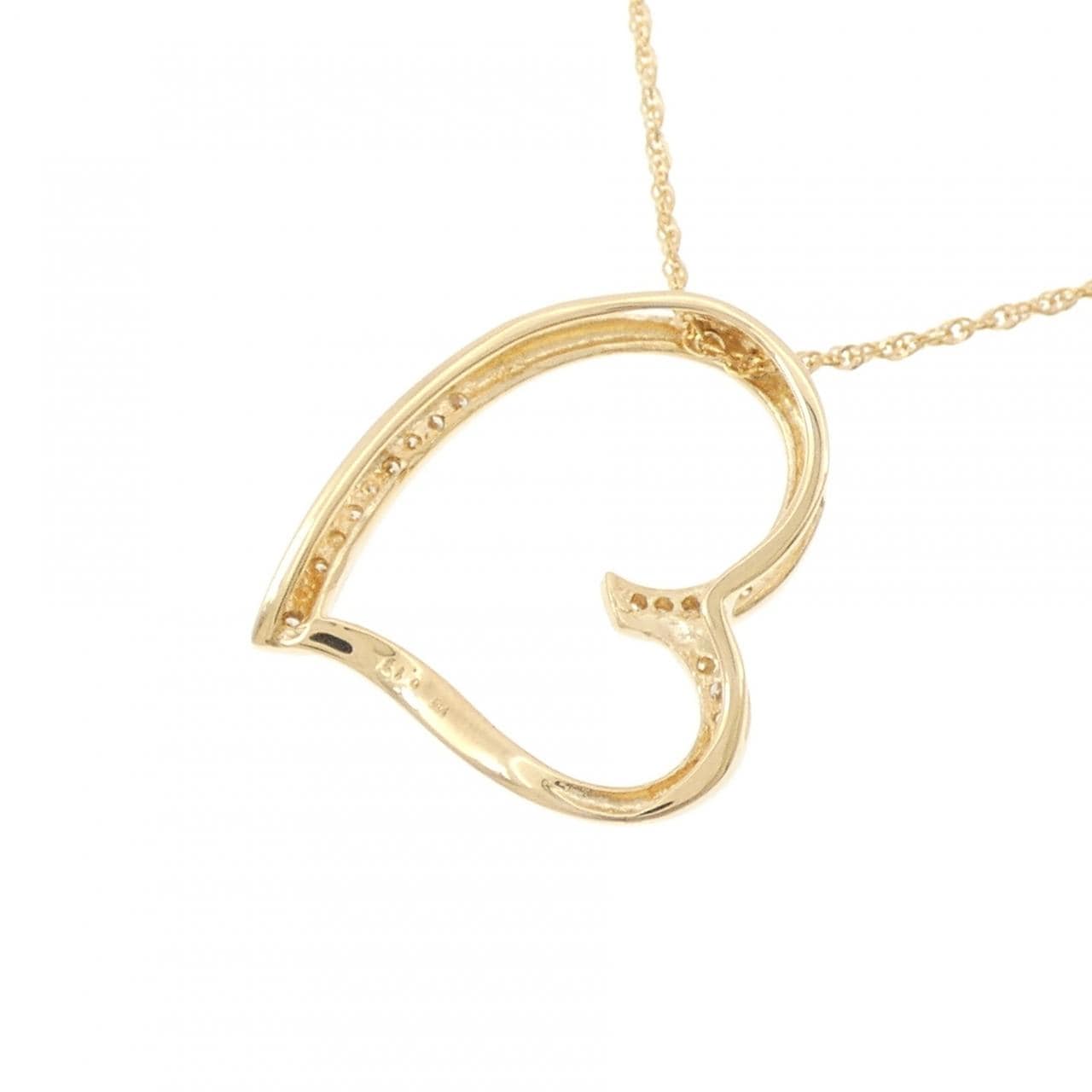 K18YG ハート ダイヤモンド ネックレス 0.13CT