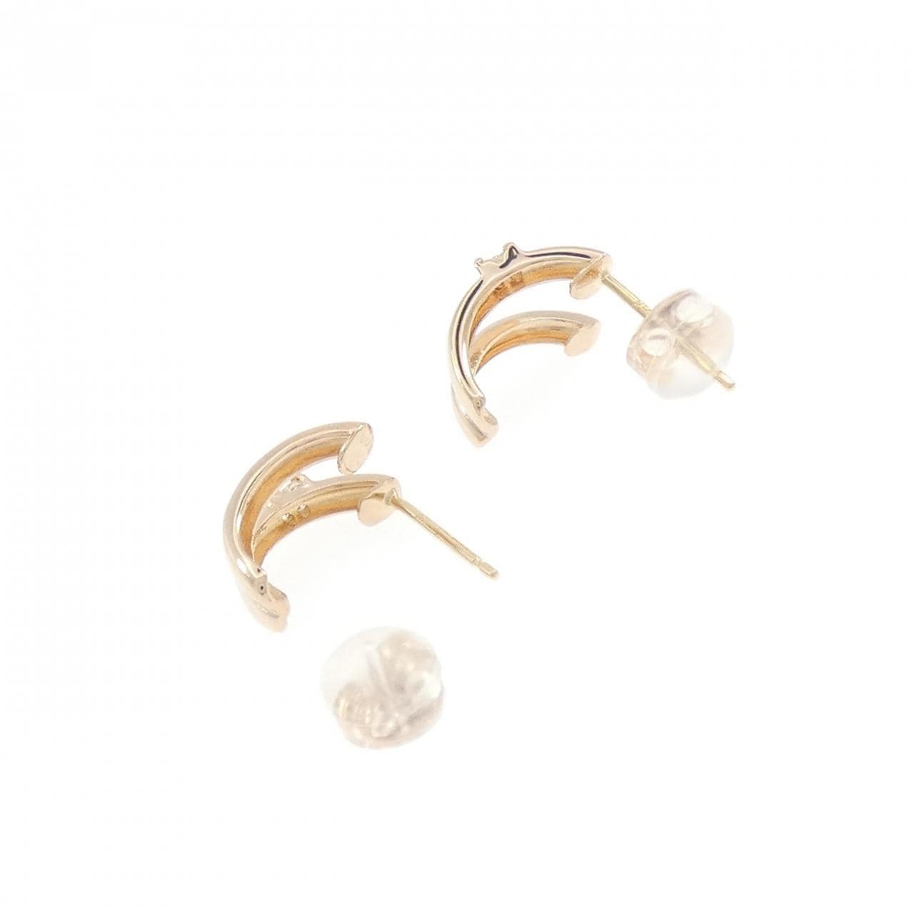 K18PG フラワー ダイヤモンド ピアス 0.04CT
