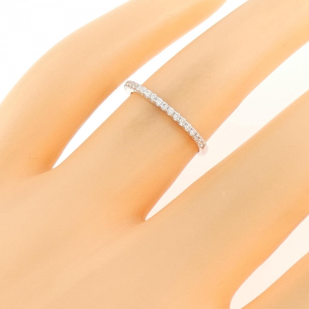 K18WG ハーフエタニティ ダイヤモンド リング 0.13CT