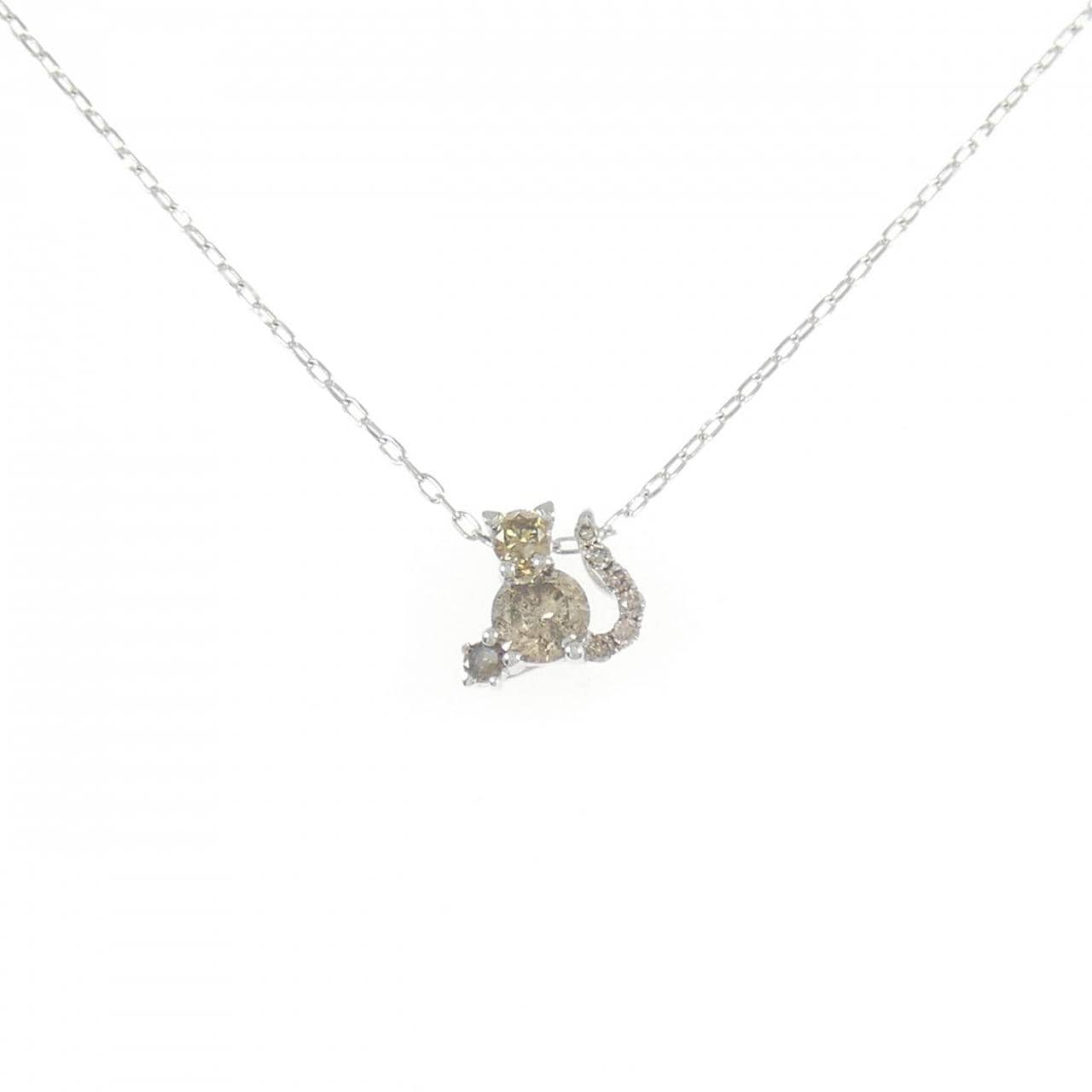 K18WG キャット ダイヤモンド ネックレス 0.50CT