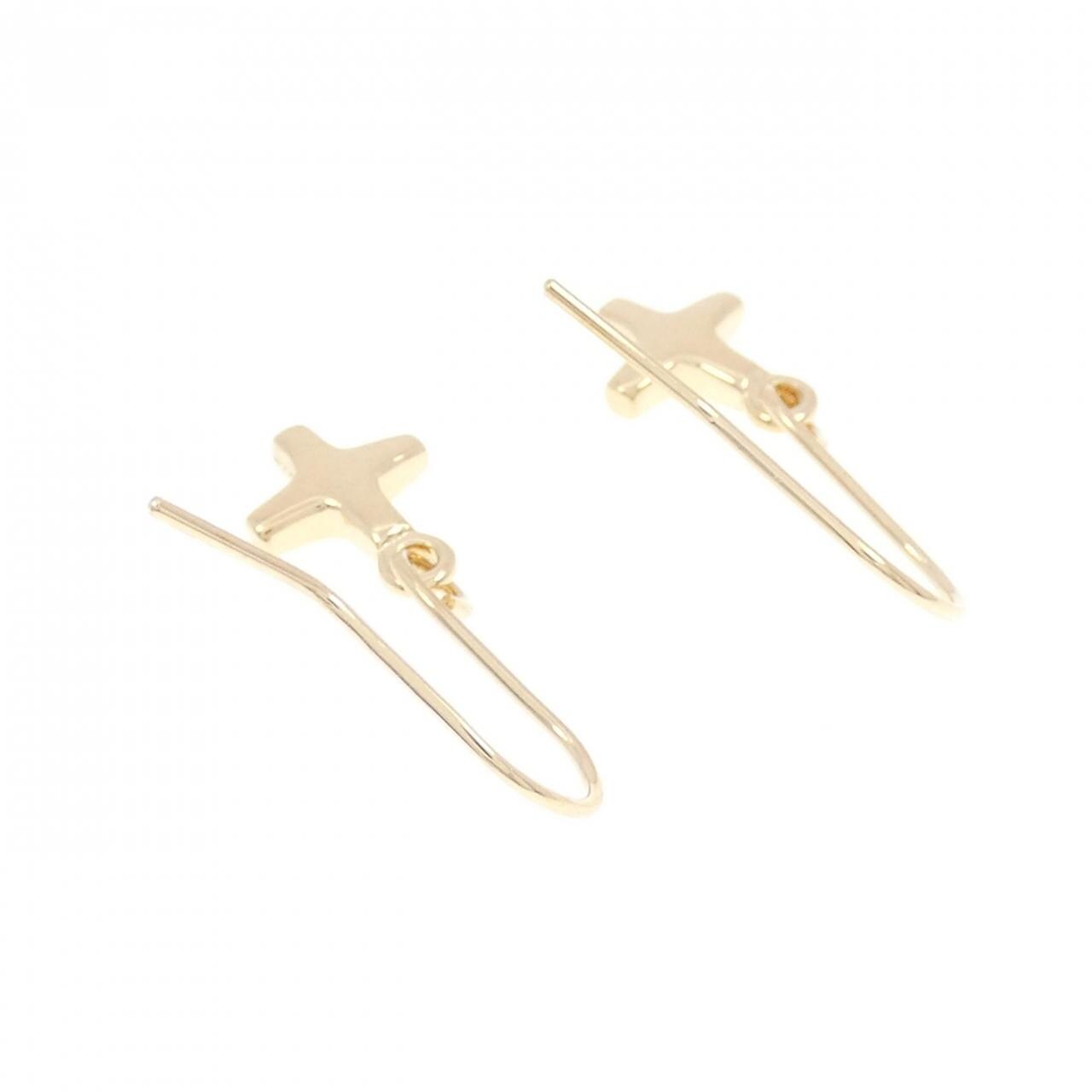 K18YG cross earrings