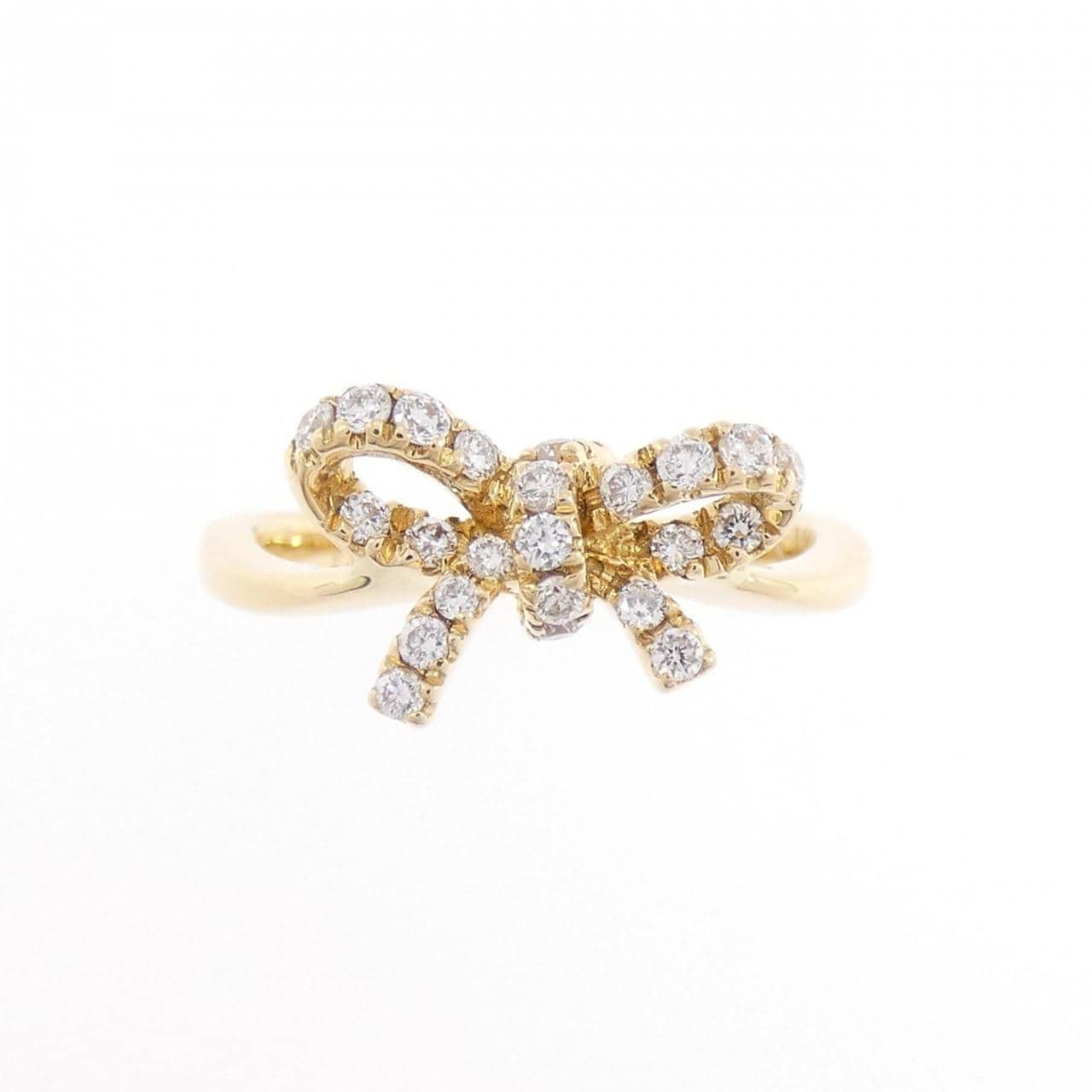 K18YG リボン ダイヤモンド リング 0.18CT