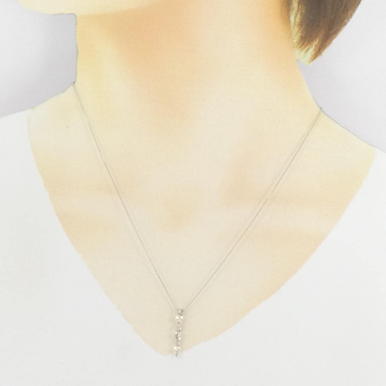 K18WG スリーストーン ダイヤモンド ネックレス 0.50CT