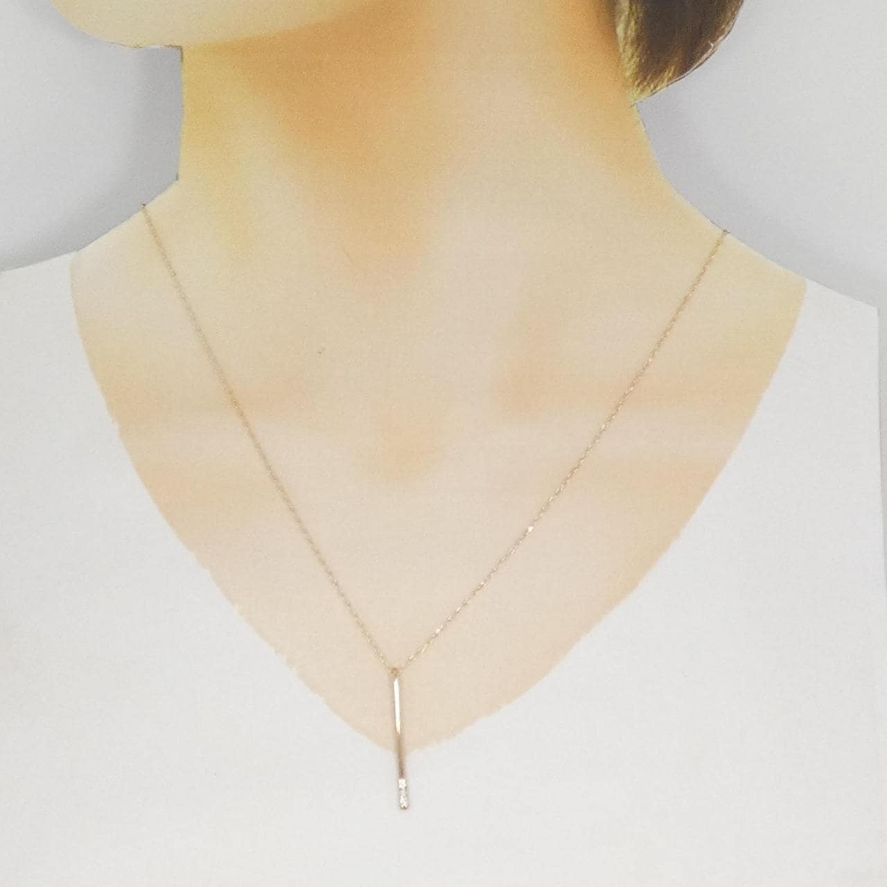 K18PG スリーストーン ダイヤモンド ネックレス 0.05CT