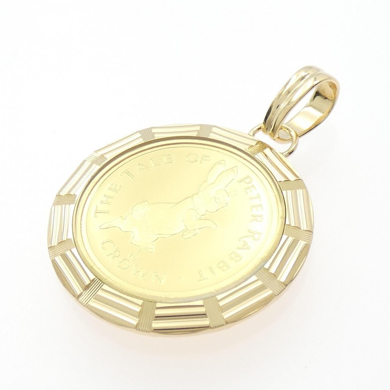 K18YG(枠) コイン ペンダント