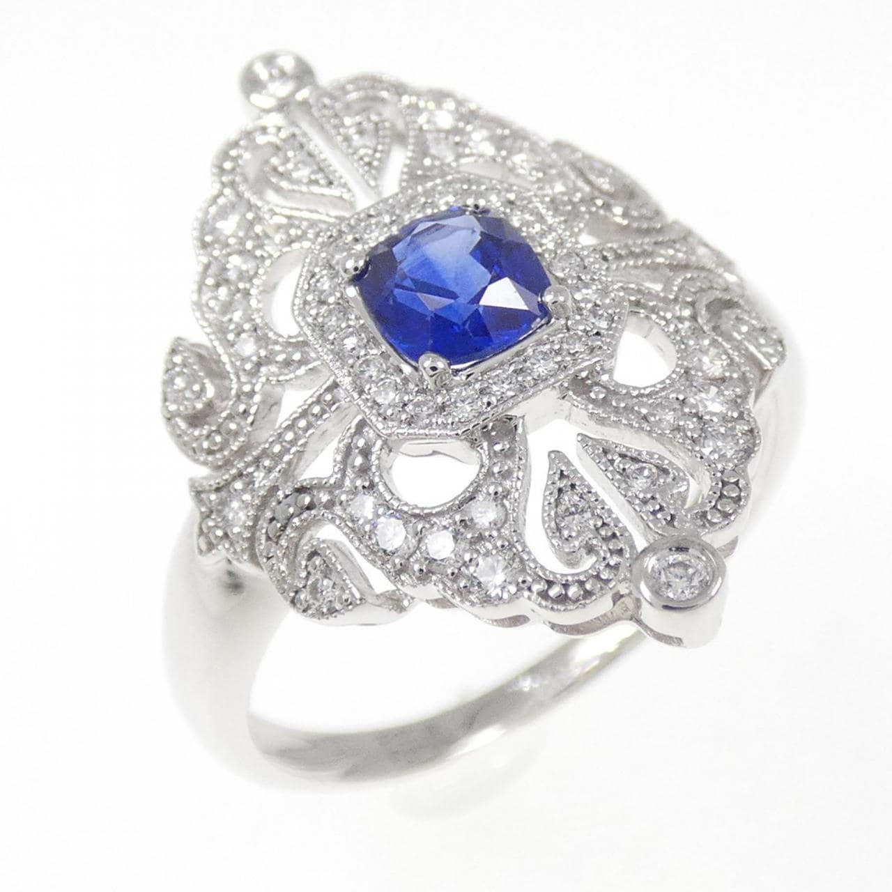 750WG サファイヤ リング 0.47CT
