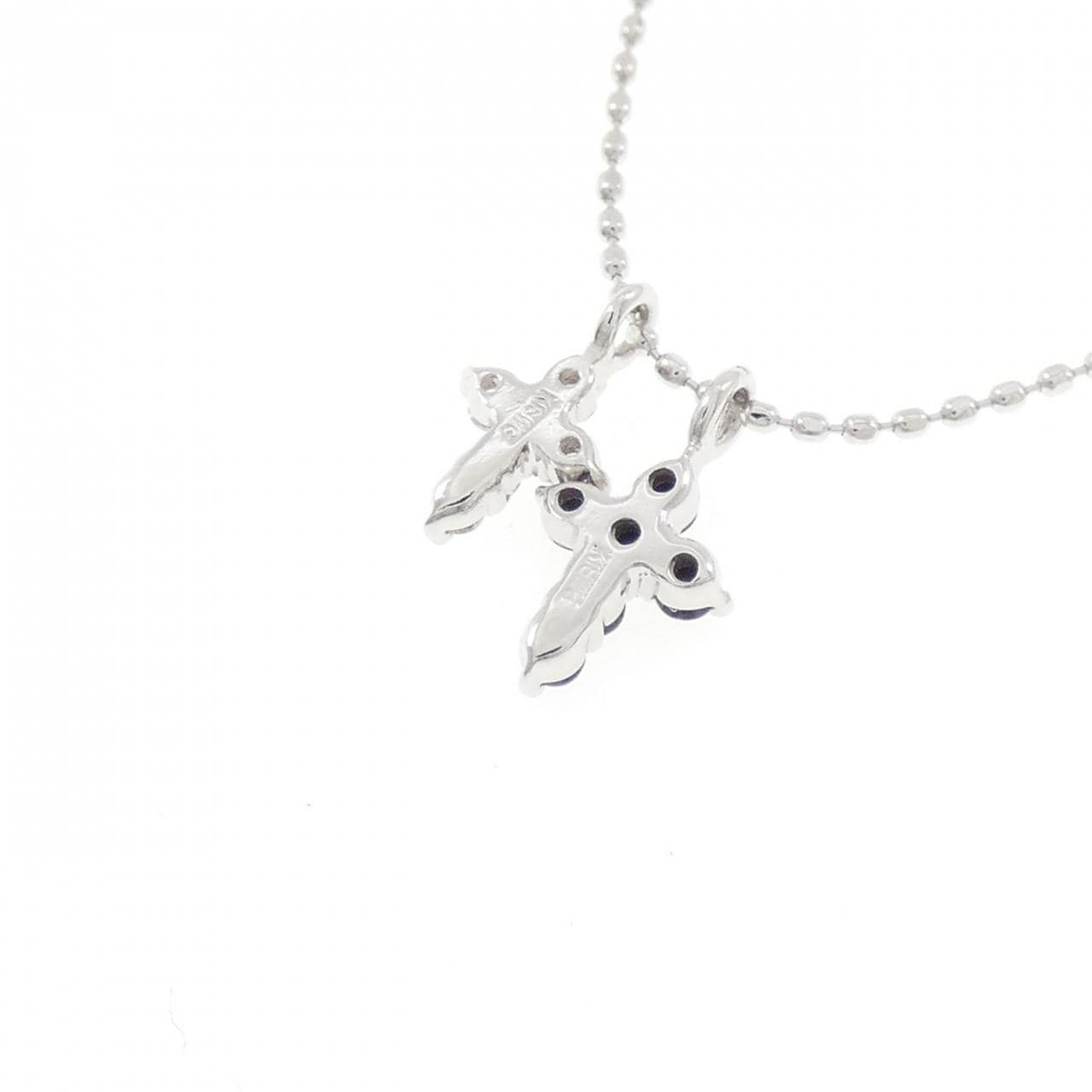 K18WG クロス ダイヤモンド ネックレス 0.05CT