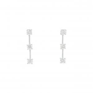 K18WG スリーストーン ダイヤモンド ピアス 0.50CT