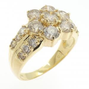 K18YG フラワー ダイヤモンド リング 1.50CT