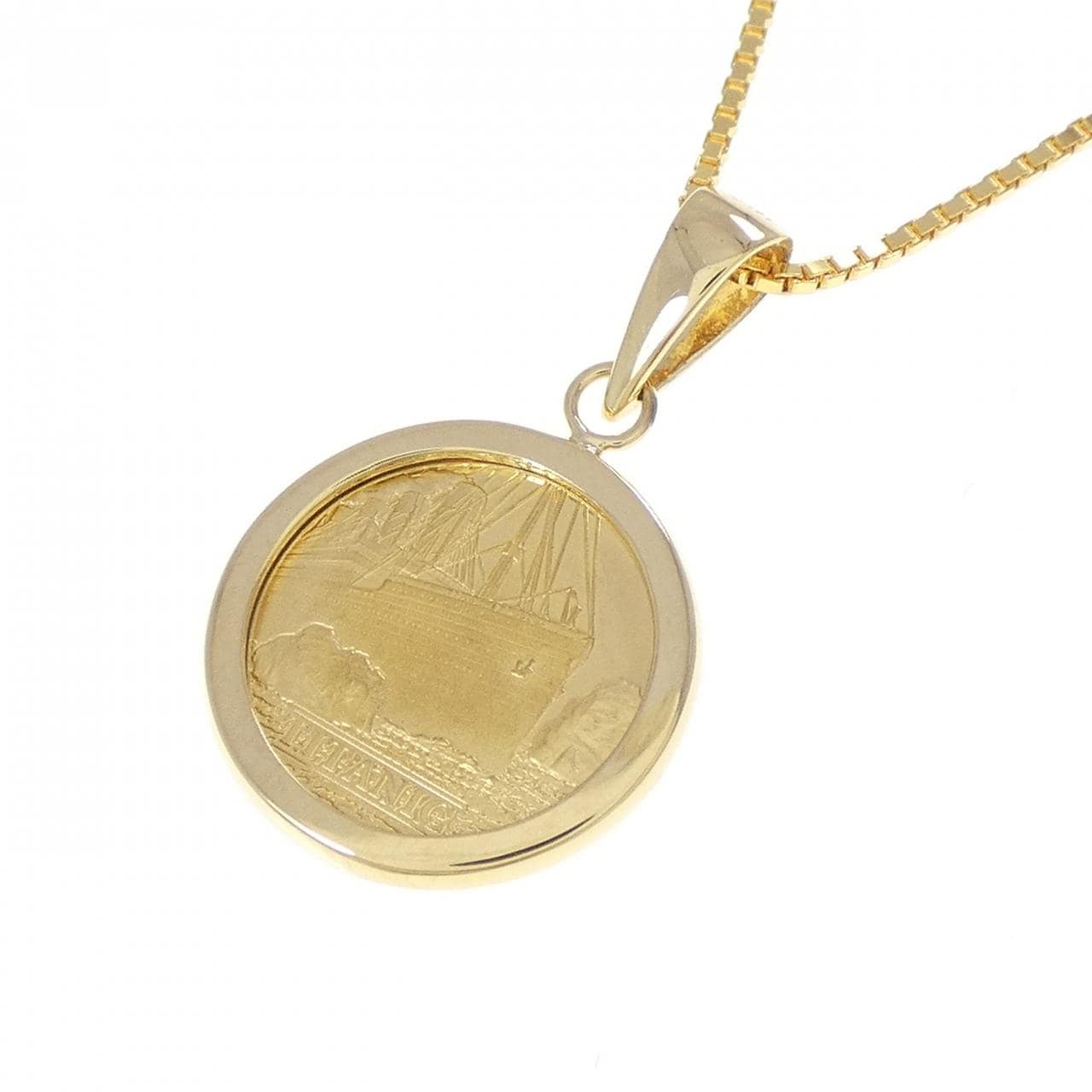 K18YG/K24YG(枠) コイン ネックレス